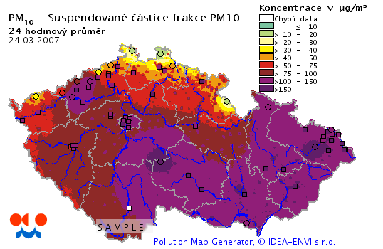 Prach nad střední Evropou, 24.03.2007